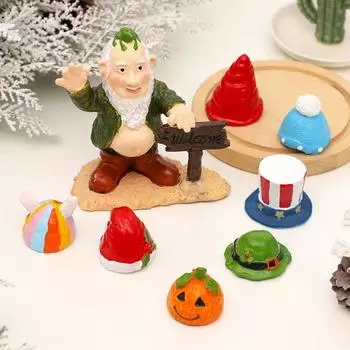Статуэтка гнома из смолы своими руками, меняющая шляпу, рождественский гном, украшение, фигурка гнома с бородой и животом для домашнего внутреннего и наружного декора 1 Set