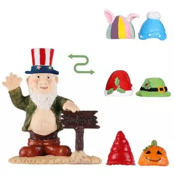 Статуэтка гнома из смолы Yousheng, сделай сам, шляпа, меняющая форму, рождественский гном, украшение, фигурка гнома с бородой и животом для домашнего, внутреннего и наружного декора 1 Set