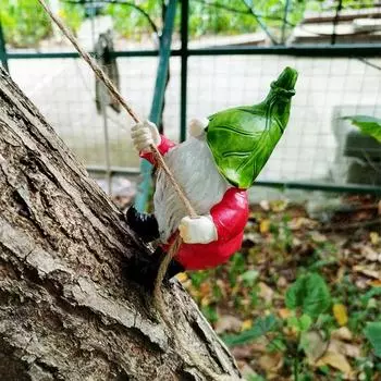 Статуэтка гнома, карабкающегося по саду, смоляной мини-подвесной гном, забавный карлик, карабкающийся по дереву, подвесной