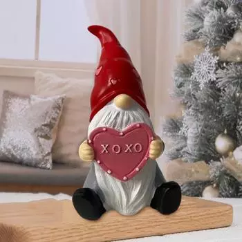 Статуэтка гнома ко Дню святого Валентина, розовая статуэтка гнома в форме сердца, раскрашенная вручную смоляная настольная игрушка в виде гнома для подарков на День святого Валентина Men
