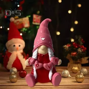 Статуэтка гнома ко Дню святого Валентина, розовая статуэтка гнома в форме сердца, раскрашенная вручную смоляная настольная игрушка в виде гнома для подарков на День святого Валентина Men