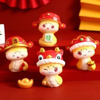 Статуэтка года змеи из смолы, мультяшная статуэтка змеи китайского зодиака, декор стола, мини-талисман, кукла, украшение A