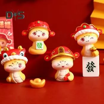 Статуэтка года змеи из смолы, мультяшная статуэтка змеи китайского зодиака, декор стола, мини-талисман, кукла, украшение A