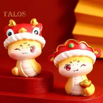 Статуэтка года змеи из смолы, мультяшная статуэтка змеи китайского зодиака, декор стола, мини-талисман, кукла, украшение A