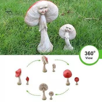 Статуэтка гриба из смолы, садовый эльф, украшение в виде гриба, аксессуар для сада, фигурка гриба для патио, газона или цветочных горшков S