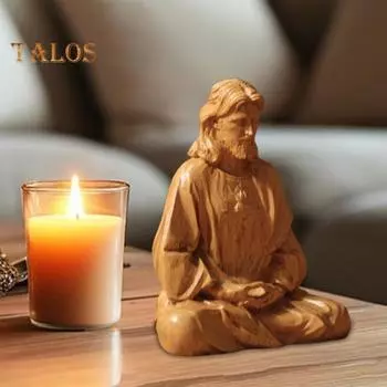 Статуэтка Христа из смолы, рождественское украшение для стола, статуэтка святого, сидящего в медитации, статуэтка Иисуса для столов, украшение камина, христианский подарок 15cm