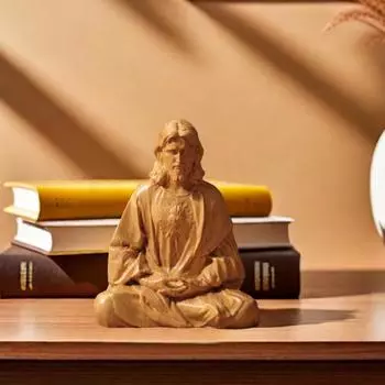 Статуэтка Христа из смолы, рождественское украшение для стола, статуэтка святого, сидящего в медитации, статуэтка Иисуса для столов, украшение камина, христианский подарок 15cm