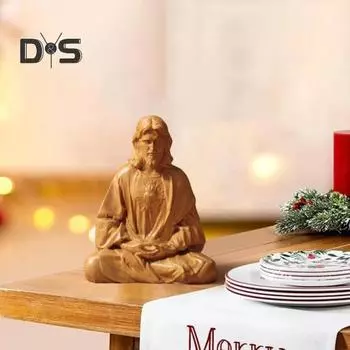 Статуэтка Христа из смолы, рождественское украшение для стола, статуэтка святого, сидящего в медитации, статуэтка Иисуса для столов, украшение камина, христианский подарок 15cm