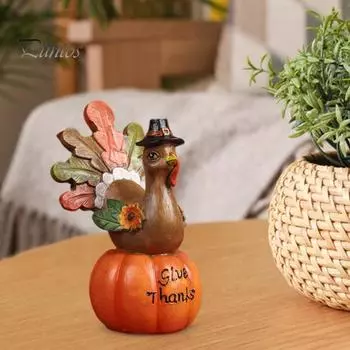 Статуэтка индейки на День благодарения, статуэтка индейки из смолы, украшение стола, скульптура индейки для вечеринки в честь Дня благодарения, центральное украшение