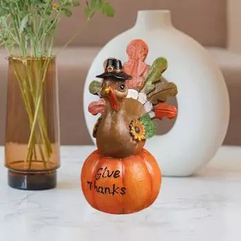Статуэтка индейки на День благодарения, статуэтка индейки из смолы, украшение стола, скульптура индейки для вечеринки в честь Дня благодарения, центральное украшение