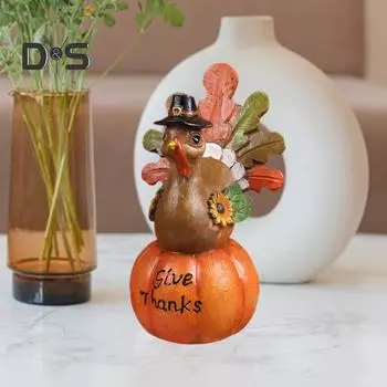 Статуэтка индейки на День благодарения, статуэтка индейки из смолы, украшение стола, скульптура индейки для вечеринки в честь Дня благодарения, центральное украшение