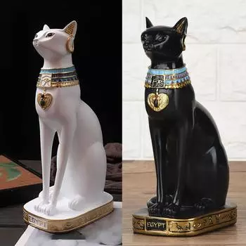 Статуэтка из египетской смолы кошки, уникальные декоративные украшения на тему животных для декора кабинета Small size белый