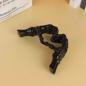 Статуэтка из кости руки скелета из смолы, персонализированный домашний декор, подарки на Хэллоуин, художественная скульптура, украшения для стола, статуя руки в форме сердца чёрный