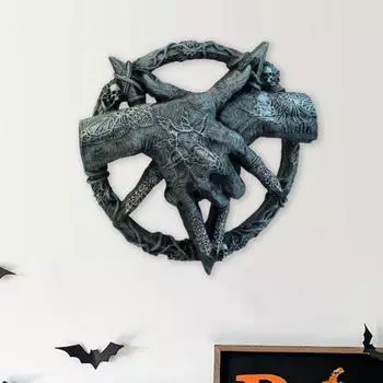 Статуэтка из рога козла в виде руки дьявола, настенное украшение для дома, офиса, гостиной, ванной комнаты, настенное искусство, жуткая статуя из смолы в виде руки демона, настенный орнамент A