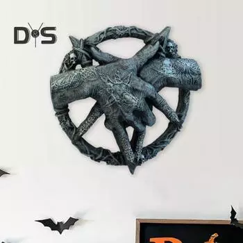 Статуэтка из рога козла в виде руки дьявола, настенное украшение для дома, офиса, гостиной, ванной комнаты, настенное искусство, жуткая статуя из смолы в виде руки демона, настенный орнамент A