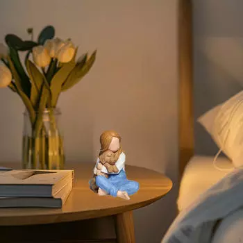 Статуэтка из смолы «Девочка и собака», подарок на день рождения, декоративная скульптура, настольное украшение для стола