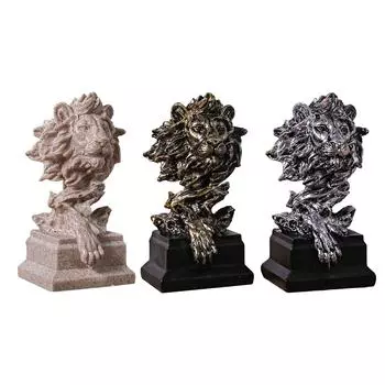 Статуэтка из смолы «Голова льва», коллекция, статуэтка льва, декоративное настольное украшение для гостиной, домашнего офиса, полки, спальни серебряный