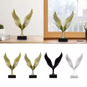 Статуэтка из смолы в виде крыла, настольная комнатная статуэтка орла, скульптура птицы для домашнего декора, украшения шкафа, камина, подарка на новоселье золотой