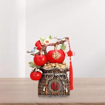 Статуэтка из смолы в виде мешка с деньгами в виде яблока, подарок на день рождения, настольное украшение, скульптура для жизни Bronze Base