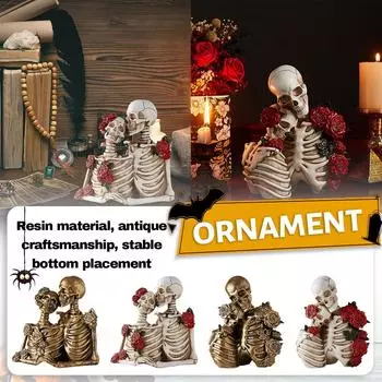 Статуэтка из золотой и белой розы, уникальная модель для взрослых пар, коллекция из винтажной смолы, украшение для вечеринки на Хэллоуин One Size