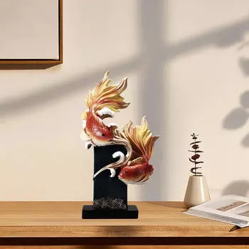 Статуэтка карпа по фен-шуй, китайская подарочная фигурка рыбы, креативное настольное украшение из смолы оранжевый