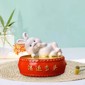 Статуэтка китайского кролика, копилка, миниатюрная статуэтка из смолы, футляр для хранения, домашний декор, скульптура 10cmx10cmx9cm