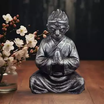 Статуэтка короля обезьян из смолы, сидящая в медитации, фигурка Сунь Укуна, путешествие на Запад, настольное украшение в виде обезьяны, коллекционный подарок для игры