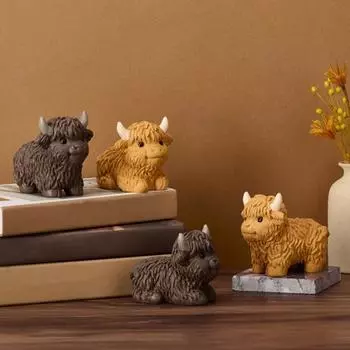 Статуэтка коровы из смолы, скульптура коровы из горной породы, ручная работа, статуэтка крупного рогатого скота, украшение для фермерского дома, многоярусный поднос, стол для кухни, домашний декор A