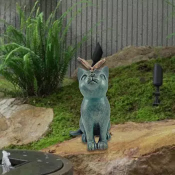 Статуэтка кошки, скульптура кошки, подарок на новоселье, со статуей сада бабочек
