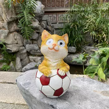 Статуэтка кошки, солнечная садовая статуя, водонепроницаемое украшение для двора, скульптура животного для заднего двора, крыльца,
