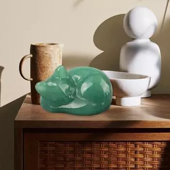 Статуэтка кошки Yousheng Amethyst, целебная хрустальная фигурка спящей кошки, полированный драгоценный камень, украшение для домашнего офиса, стола, подарок любителям кошек чёрный