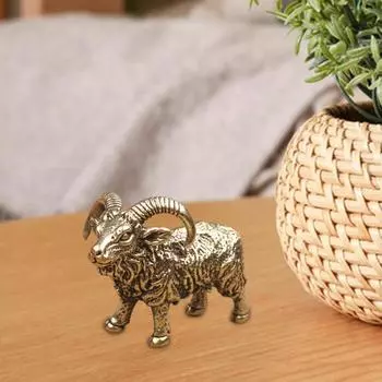 Статуэтка козла из латуни Yousheng, мини-статуэтка козла на столе, коллекционная ретро-скульптура животного для домашнего офиса, кабинета, стола, декора жёлтый