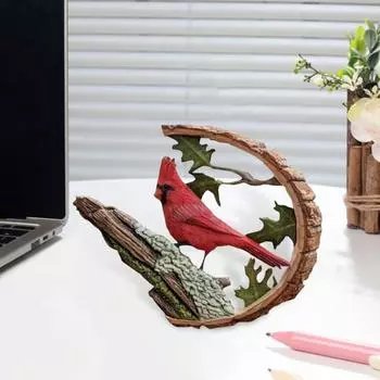 Статуэтка Красной Птицы из Смолы, Счастливая Красная Птица, Декор для Домашнего Офиса