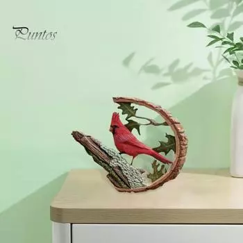 Статуэтка красной птицы из смолы, счастливая красная птица, украшение для домашнего офиса, украшение для ветки, подарок для любителей птиц красный