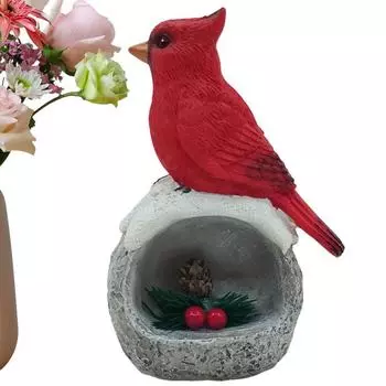 Статуэтка красных птиц, имитация поделок, статуэтка красных птиц из смолы, маленькие красные перья, поддельные птицы для сада, книжной полки, детской комнаты