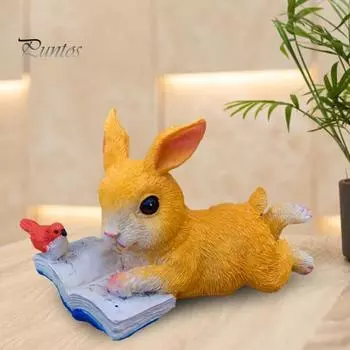 Статуэтка кролика, читающего книгу, фигурка кролика из смолы, садовый декор, коллекционная статуэтка кролика, настольное украшение для домашнего офиса Rabbit