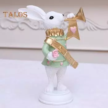 Статуэтка кролика из смолы, расписанная вручную, статуэтка пасхального кролика, настольное украшение в виде стоящего кролика для домашнего офиса, весенний декор A