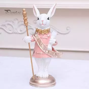Статуэтка кролика из смолы, расписанная вручную, статуэтка пасхального кролика, настольное украшение в виде стоящего кролика для домашнего офиса, весенний декор A