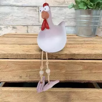Статуэтка курицы с большими глазами, статуэтка курицы из смолы с длинными ногами, скульптура курицы на открытом воздухе жёлтый