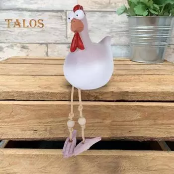 Статуэтка курицы с большими глазами, статуэтка курицы из смолы с длинными ногами, скульптура курицы, украшения для сада, двора, балкона серый