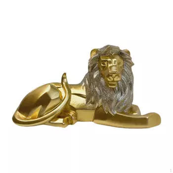 Статуэтка льва, декоративная часть для домашнего офиса, кухни, гостиной, стола золотистый