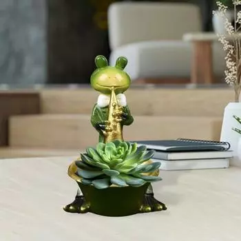 Статуэтка лягушки-качели, горшок для цветов, туба, лягушка, цветочный горшок, скульптура животного из смолы, украшение для внутреннего и наружного сада, орнамент
