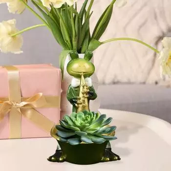 Статуэтка лягушки-качели, горшок для цветов, туба, лягушка, цветочный горшок, скульптура животного из смолы для помещений B