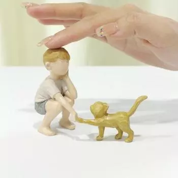 Статуэтка мальчика и кота Yousheng, настольное украшение из смолы, коллекционная статуэтка котенка и мальчика, домашний офис, подарок для любителей кошек Sets