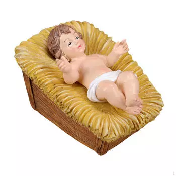 Статуэтка младенца Иисуса в яслях из смолы, коллекционная статуэтка, подарок, украшение, скульптура для рабочего стола Square Bed Unclothed