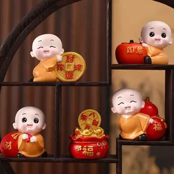 Статуэтка монаха в китайском стиле в стиле кунг-фу, милые куклы-монахи, подставка для телефона, мини-статуэтки монахов, декор для рабочего стола style 8