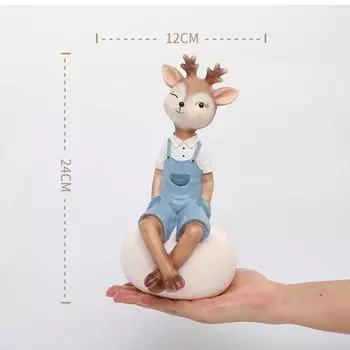 Статуэтка оленя из мультфильма, центральный элемент, декоративная статуэтка из смолы, украшение для дома, подарок для пары, высота 9,4 дюйма/23 см