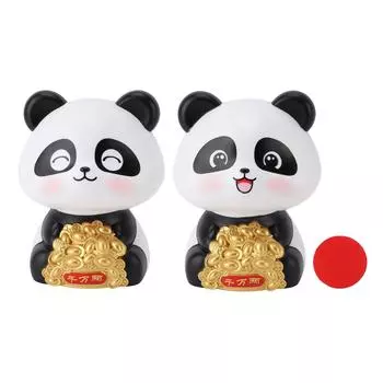Статуэтка панды на солнечной батарее, украшение для удачи и фортуны, статуэтка панды на солнечной батарее, приборная панель автомобиля Big Eyes