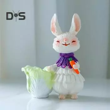 Статуэтка пасхального кролика из смолы, мультяшная статуэтка кролика, скульптура животного, украшение для дома, офиса, внутреннего и наружного сада, орнамент A зелёный