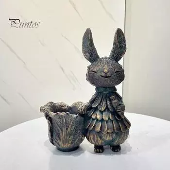 Статуэтка пасхального кролика из смолы, мультяшная статуэтка кролика, скульптура животного, украшение для дома, офиса, внутреннего и наружного сада, орнамент B фиолетовый